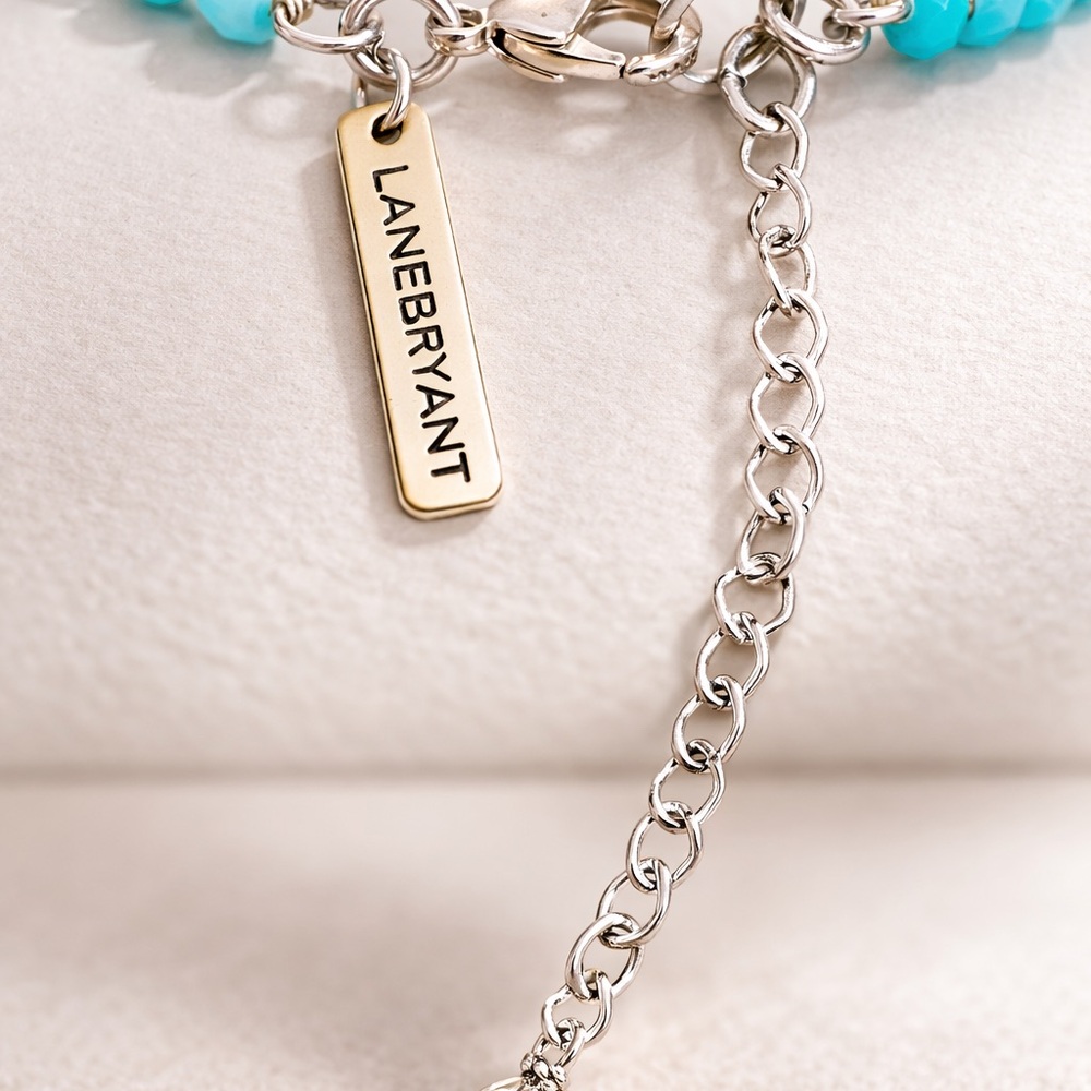 Lane Bryant‎ Turquoise Faceted Beaded Statement Necklace - Picture 3 of 4